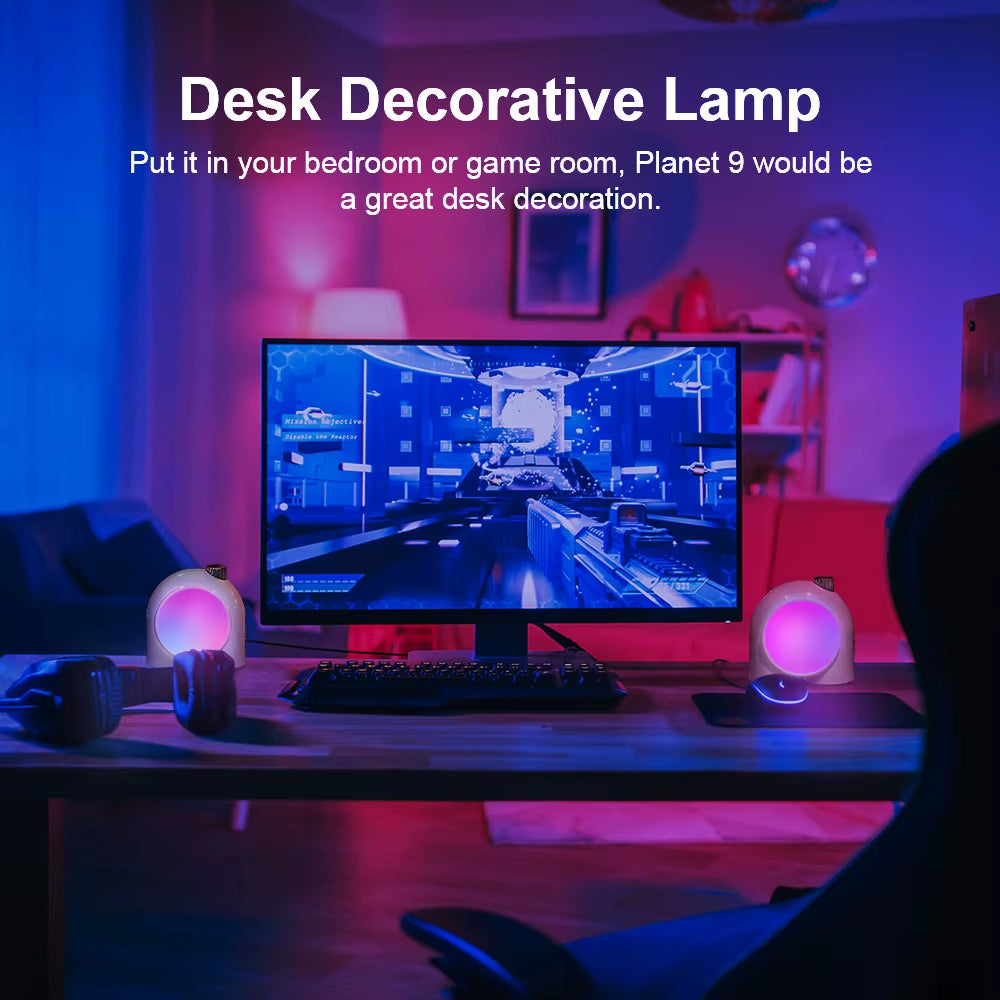 Planet-9 Decorative Mood Lamp with Programmable RGB LED Light Effects, Neon Light Atmosphere Bedside Lamp, Music Control