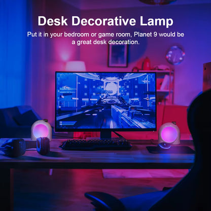 Planet-9 Decorative Mood Lamp with Programmable RGB LED Light Effects, Neon Light Atmosphere Bedside Lamp, Music Control