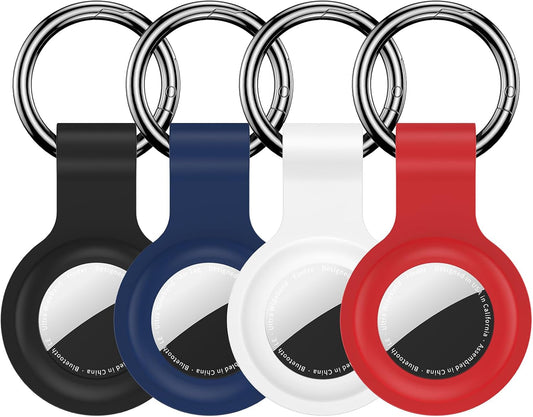 4 Pack Silicone Holder for Airtag,Soft Protective Keychain Case Compatible with Apple Airtags 1St & 2Nd Generation,Key Chain Ring Cover GPS Tracker Item Air Tagfinders for Kids,Bags,Luggages