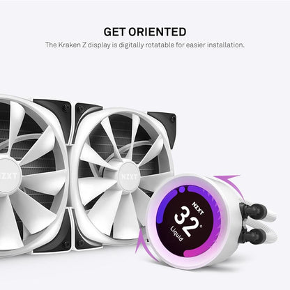 Kraken Z53 RGB 240Mm - RL-KRZ53-R1 - AIO RGB CPU Liquid Cooler - Customizable LCD Display - Improved Pump - Powered by CAM V4 - RGB Connector - AER RGB 2 120Mm Radiator Fans (2 Included)