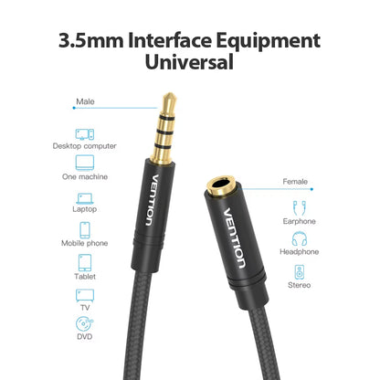Jack 3.5 Aux Extension Cable for Car Laptop Mini PC TV Xiaomi Huawei Stereo 3.5 Mm Jack Headphone Speaker Cable Auxiliar