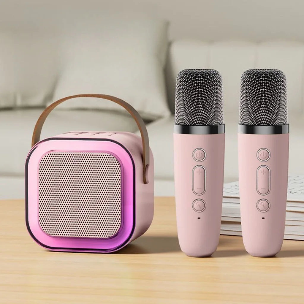 K12 Karaoke Machine Portable 5.3 PA Speaker System with 1-2 Wireless Microphones Home Family Singing Children'S Gifts