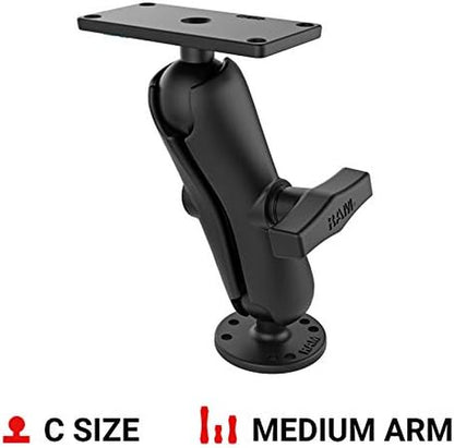 Drill-Down Double GPS Ball Mount for Humminbird Helix 7 RAM-202-24-202U with Medium Arm
