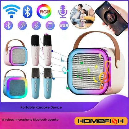 K12 Karaoke Machine Portable 5.3 PA Speaker System with 1-2 Wireless Microphones Home Family Singing Children'S Gifts